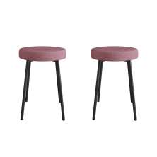 Conjunto com 2 Bancos Bock Linho Rosa e Preto