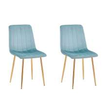 Conjunto com 2 Cadeiras Kendra Azul Verde Água Base Dourada
