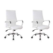 Conjunto com 2 Cadeiras de Escritório Diretor Giratórias Cleaner Branco