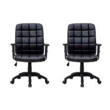 Conjunto com 2 Cadeiras de Escritório Diretor Giratórias Fitz com Braços Ajustáveis Preto