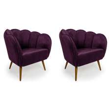 Conjunto com 2 Poltronas Ariel Veludo Uva e Dourado