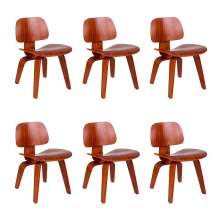 Conjunto com 6 Cadeiras Eames Walnut Madeira