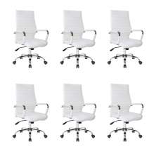 Conjunto com 6 Cadeiras de Escritório Diretor Giratórias Cleaner Branco