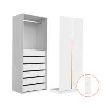 Guarda-Roupa Modulado com Cabideiro Tuyo 2 Portas Articuladas 6 Gavetas Branco 90 cm