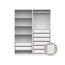 Guarda-Roupa Modulado com Cabideiro e Prateleiras Tuyo 2 Portas Correr 8 Gavetas Branco 184 cm