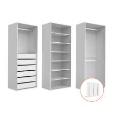 Guarda-Roupa Modulado com Cabideiros e Prateleiras Tuyo 6 Portas Correr 6 Gavetas Branco 274 cm