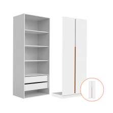 Guarda-Roupa Modulado com Prateleiras Tuyo 2 Portas Articuladas 2 Gavetas Branco 90 cm