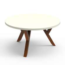 Mesa de Centro Redonda Ipiranga Off White e Amêndoa