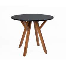 Mesa de Jantar Redonda Ipiranga Amêndoa e Preta 90 cm