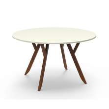 Mesa de Jantar Redonda Ipiranga Off White e Amêndoa 120 cm