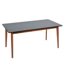 Mesa de Jantar Retangular Tóquio Preta e Castanho 160 cm