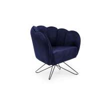Poltrona Ariel Base Aço Suede Marinho e Preta