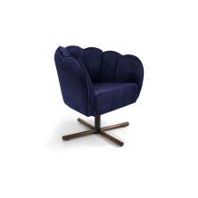 Poltrona Ariel Giratória Suede Marinho e Castanho