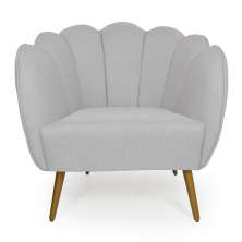 Poltrona Ariel Linho Creme e Dourada