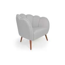 Poltrona Ariel Pé Palito Linho Creme e Cobre