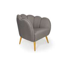Poltrona Ariel Pé Palito Linho Fendi e Bronze