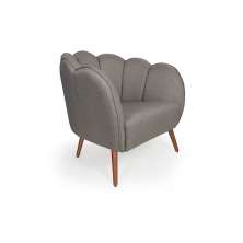 Poltrona Ariel Pé Palito Linho Fendi e Cobre