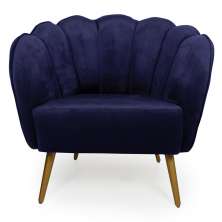 Poltrona Ariel Suede Azul Marinho e Dourada