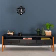 Rack Nick 3 GV Preto e Avelã 160 cm
