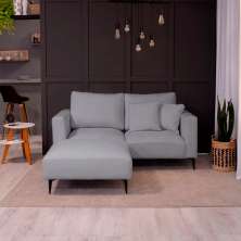 Sofá 2 Lugares com Molas Ensacadas 170 cm e Puff Unne Bouclé Cinza