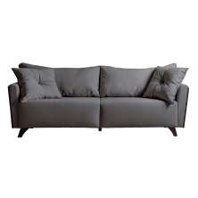 Sofá 3 Lugares Gales Veludo Cinza 210 cm