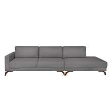 Sofá 6 Lugares Henry com Chaise Direito Veludo Cinza