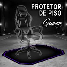Protetor de Piso Tapete para Cadeira Gamer 1,20x85cm Preto com Borda Roxo
