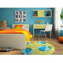 TAPETE INFANTIL QUARTO DE CRIANÇA ANTIALÉRGICO EM PVC BOLAS 70cm REDONDO