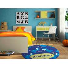 TAPETE INFANTIL QUARTO DE CRIANÇA ANTIALÉRGICO EM PVC DINOSSAURO 70cm REDONDO
