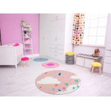TAPETE INFANTIL QUARTO DE CRIANÇA ANTIALÉRGICO EM PVC NUVENS 70cm REDONDO