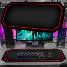 Tapete Mousepad Protetor De Mesa Gamer Borda Vermelho - 70x35cm