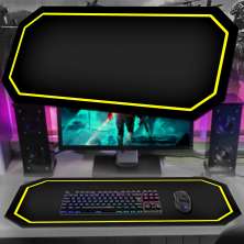 Tapete Mousepad Protetor De Mesa Gamer Preto Borda Amarelo - 70x35cm