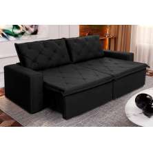 Sofá Cama Bangkok Sem Caixa 2,70m Retrátil e Reclinável Com Molas Velut Preto- King House