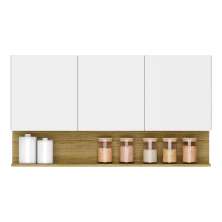 Armário Aéreo 3 Portas Nicho 120 cm Branco Supremo Freijó Line Kits Paraná