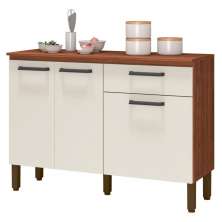 Balcão Cozinha 2 Portas e 2 Gavetas York Nogueira Off White