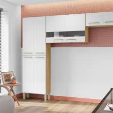 Cozinha Compacta Pequena 8 Portas Freijó Supremo Nala Kits Paraná