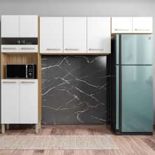 Cozinha Compacta Pequena 9 Portas Freijó Supremo Versalhes Kits Paraná