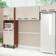 Cozinha Compacta Pequena 9 Portas Nogueira Off White Versalhes Kits Paraná