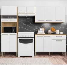 Cozinha Completa Compacta 12 Portas e 1 Gaveta Freijó Supremo Versalhes Kits Paraná