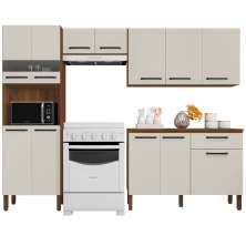Cozinha Modulada 4 Peças 250cm 2918 Nogueira Off White KTP
