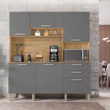 Kit Cozinha 6 Portas e 2 Gavetas  Freijó Gris Ferrara Kits Paraná