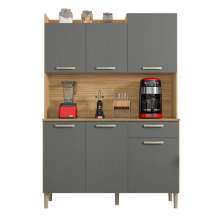 Kit de Cozinha 1 Gaveta e 6 Portas Dora Freijó Gris