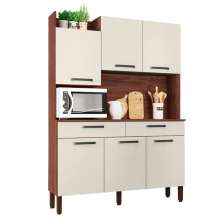 Kit de Cozinha 6 Portas e 2 Gavetas Udine Nogueira Off White