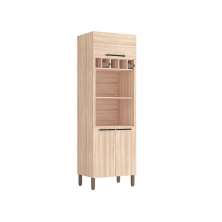 Paneleiro Forno e Microondas com Garrafeiro Viv Concept Kit's Paraná Cor:Fresno/Fresno
