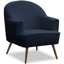 Poltrona Decorativa Pérola Pés Palito Veludo Azul Marinho