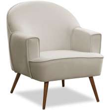 Poltrona Decorativa Pérola Pés Palito Veludo Bege