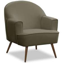Poltrona Decorativa Pérola Pés Palito Veludo Castor