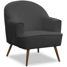 Poltrona Decorativa Pérola Pés Palito Veludo Cinza