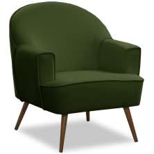 Poltrona Decorativa Pérola Pés Palito Veludo Verde