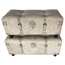 Conjunto com 2 Baús Decorativos Soft Bege Claro